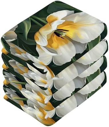 Distinctive Yellow Tulip Washcloth Set