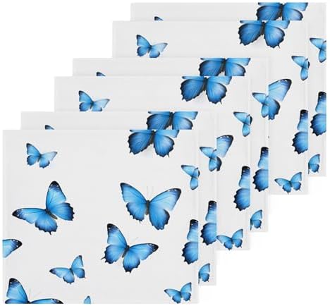 xigua Blue Butterflies Washcloths Set of 2 - 12x12 Inch
