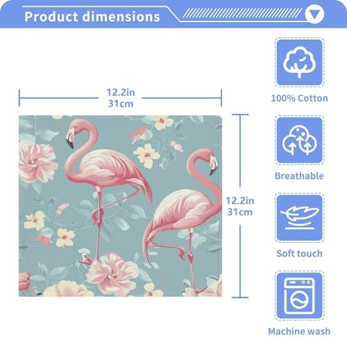 Flamingo Washcloth 12x12 Soft Absorbent Reusable for Adults Babies