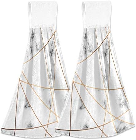 Aslsiy Black and White Marble Hanging Kitchen Towels