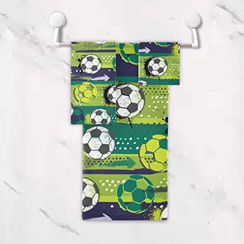 Soccer Ball Bath Towels Set for Hand Body