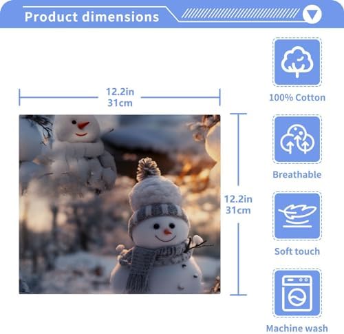 Christmas Snowman Washcloth 2-Pack Soft AbsorbentReusable Baby Face Towels
