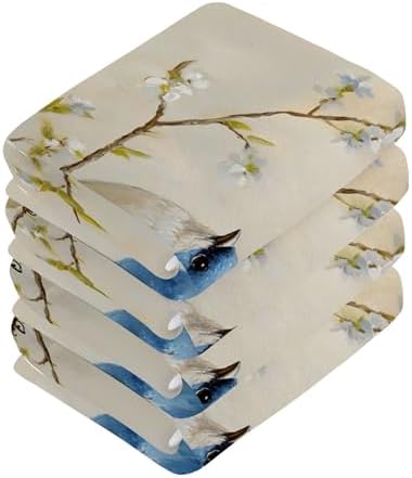 Xigua Blue Bird Washcloths Set of 2 12x12 Inch