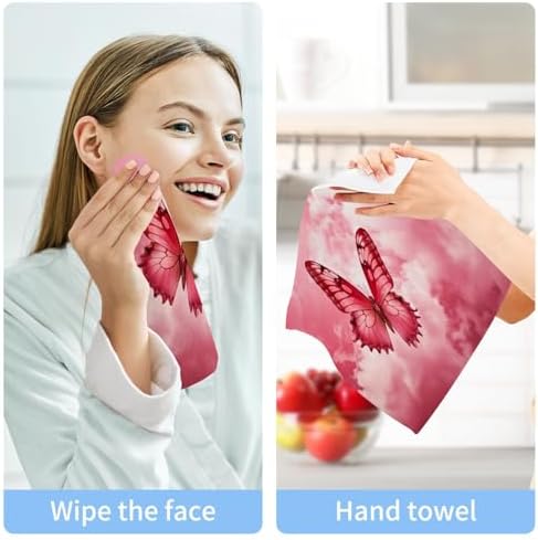 Perfect-Sized Pink Butterfly Washcloth Set