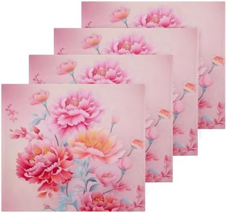 Yettasin Peony Flower Washcloths Soft Absorbent Reusable Baby Face Towels