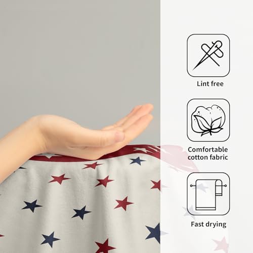 Patriotic Blue Red White Stars Hand Towels for Independence Day