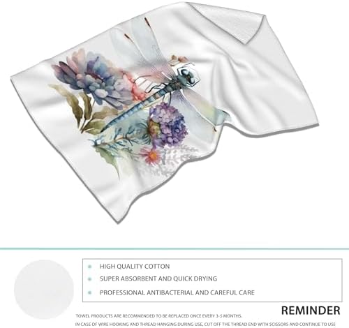 2-Pack Hand Towels with Dragonfly Design Highly Absorbent and Soft