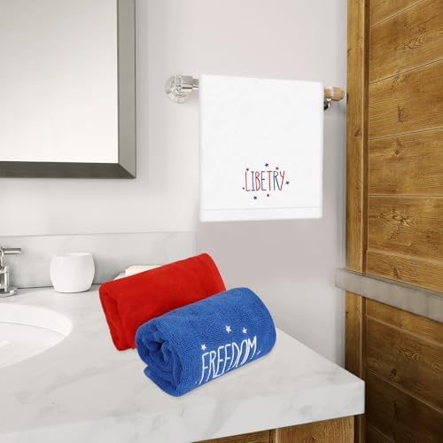3Pcs Patriotic Hand Towels America Liberty Freedom Red Blue White