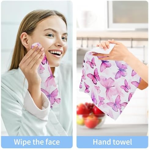 YETTASBIN Butterfly Washcloths 2-Pack Soft Absorbent Cotton Baby Face Towels