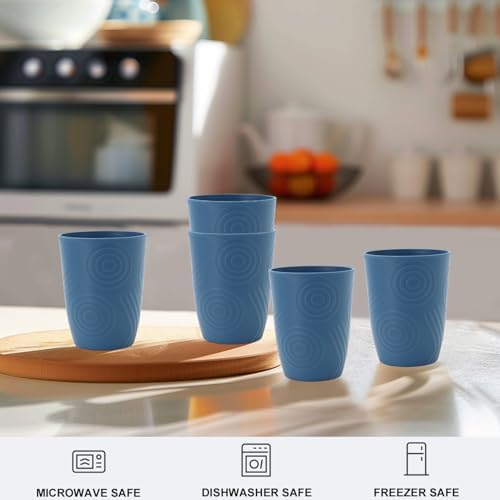 BUSOKIP Premium Wheat Straw Cups Set of 6 Blue