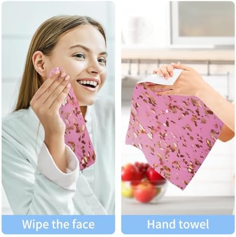 Rose Gold Fireworks Washcloth Set Soft Reusable Absorbent 12x12