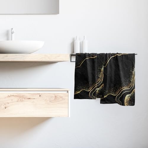 Marble Black Gold Hand Towel Set of 2