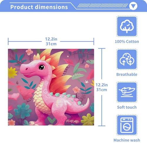 Dinosaur-Shaped Soft Washcloth Set for Babies Reusable 12x12