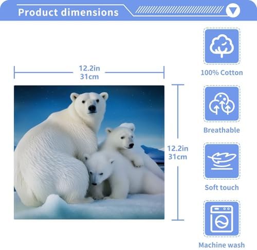 Cute 12x12 Polar Bear Washcloth Soft cotton 10