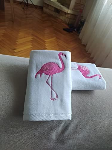 2-Pack Flamingo Cotton Hand Towels White - Perfect for Bathroom Kitchen