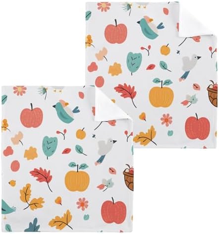 Machine Washable Autumn xigua Washcloth Set - Soft Absorbent Face Body Kitchen Toweels