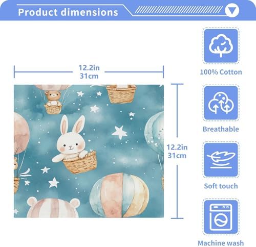 Quick-Drying 12x12 Absorbent Washcloth with Bear Ideal for Home Travel