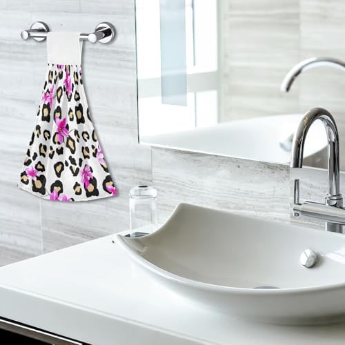RPLIFE Black Leopard Spots Twin Pack Kitchen Hand Towels