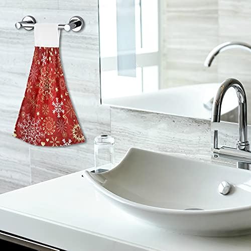 Winter Snowflake Kitchen Towels Red