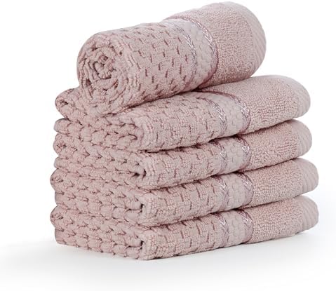 100 Cotton Soft Pink Washcloths Set of 5
