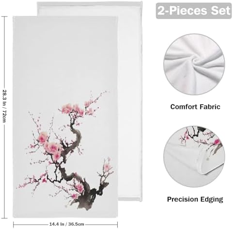SUMNEESHA Pink Cherry Blossom Hand Towels Set of 2