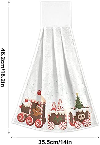Aslsiy Christmas Gingerbread Train Hanging Kitchen Towels Set of 2