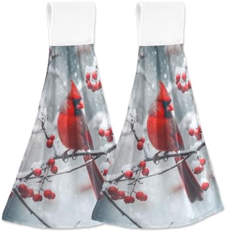 Winter Red Cardinal Hand Towels Set
