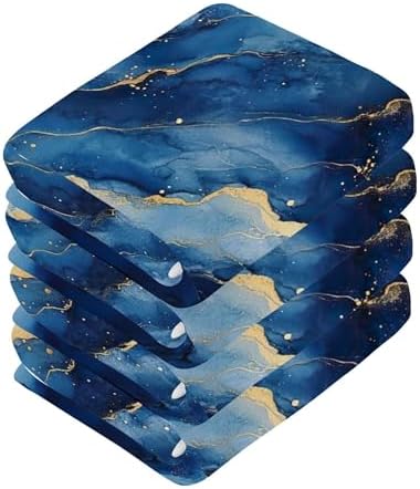 Xigua Blue and Gold Marble Washcloth Set - Fast Dry Multi-Purpose