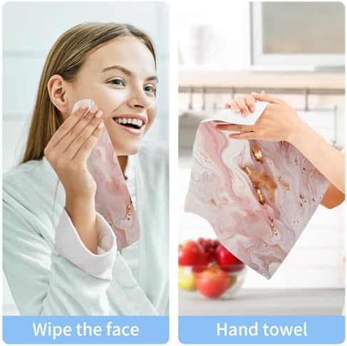 Pink Marble Washcloths 2 Pack Soft Absorbent Cotton Face Towels