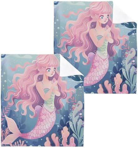Mermaid Washcloths 2 Pack Soft Absorbent Towels