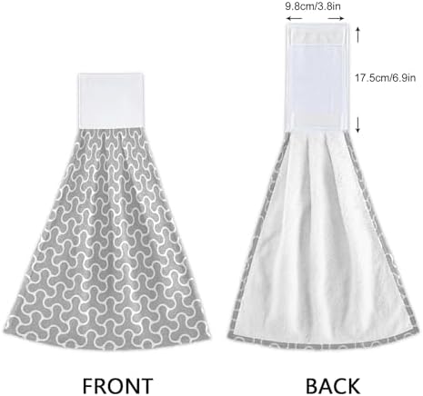 Aslsiy Grey Square Hand Towel Set of 2 for Kitchen and Bath