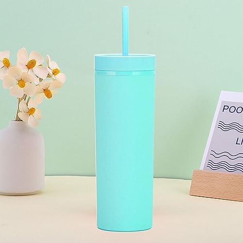 Matte Skinny Tumblers with Lids and Straws 16oz Bulk