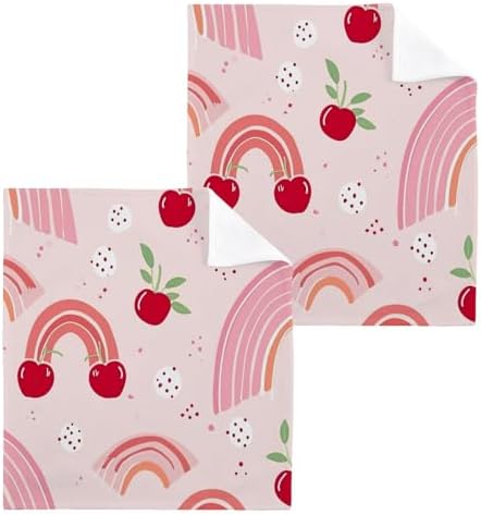 Cherry Rainbow Washcloths 2 Pack Soft Absorbent Bath Towels