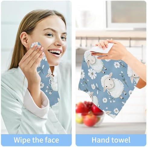 XiguaCute Baby Sheep Washcloth Set Fast Drying Multi-Purpose 12x12 Inch