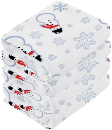 Christmas Snowman Washcloths 2 Pack Soft Absorbent Cotton Face Towels