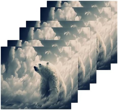 YettAsBin Polar Bear Washcloth Set 2-Piece Soft Reusable 12x12-inch