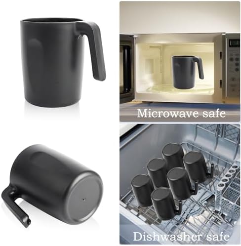 Homienly 6-Piece Reusable Wheat Straw Cups with Handle Black