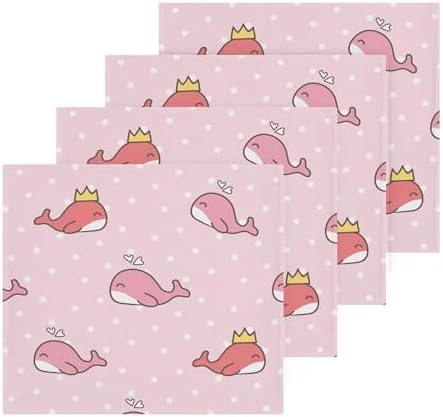 Xigua Cute Cartoon Whale Washcloths Set of 2 12 x 12 Inch Towels