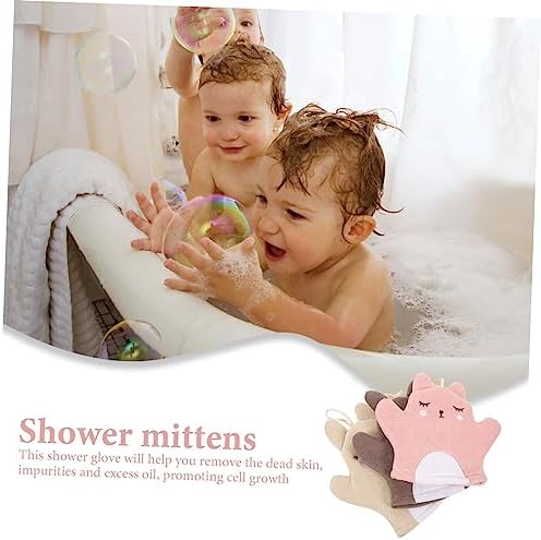KALLORY Animal Bath Gloves 3pcs Soft Exfoliating Mitts
