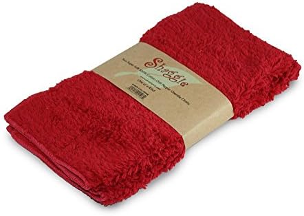 Set of 2 10 x 10 Chenille Washcloths - Red Shaggy