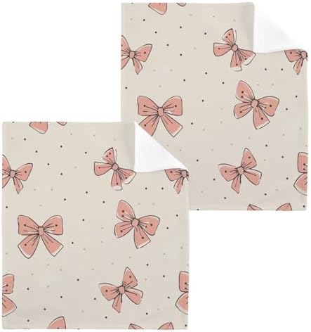 Light Pink Bow Washcloth Set