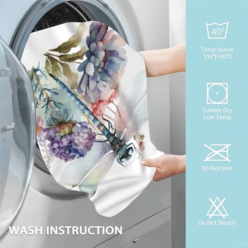 2-Pack Hand Towels with Dragonfly Design Highly Absorbent and Soft