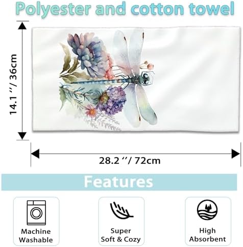 2-Pack Hand Towels with Dragonfly Design Highly Absorbent and Soft