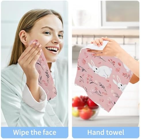 Xigua White Rabbits Washcloth Set - Super Cute Durable Fast-Drying