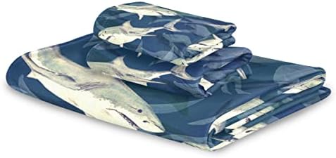 DOMIKING Shark Ocean Bath Towel Set of 3