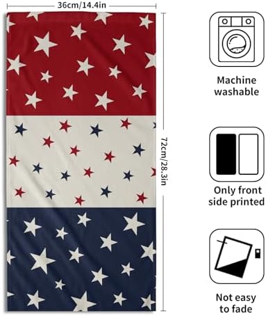 Patriotic Blue Red White Stars Hand Towels for Independence Day
