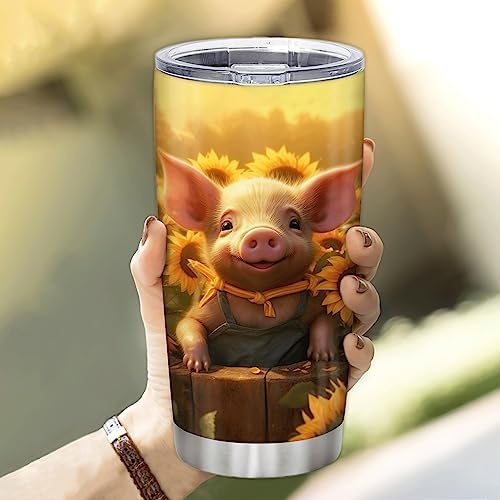 Hyturtle Personalized Pigs with Sunflowers Tumbler