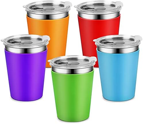 Sturdy 5-Piece Stainless Steel Cups with Lid