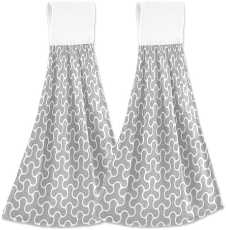 Aslsiy Grey Square Hand Towel Set of 2 for Kitchen and Bath