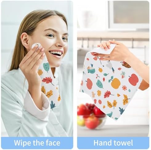 Machine Washable Autumn xigua Washcloth Set - Soft Absorbent Face Body Kitchen Toweels